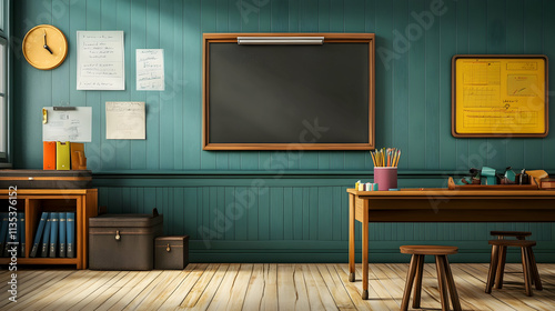 School classroom tools and equipment in a modern