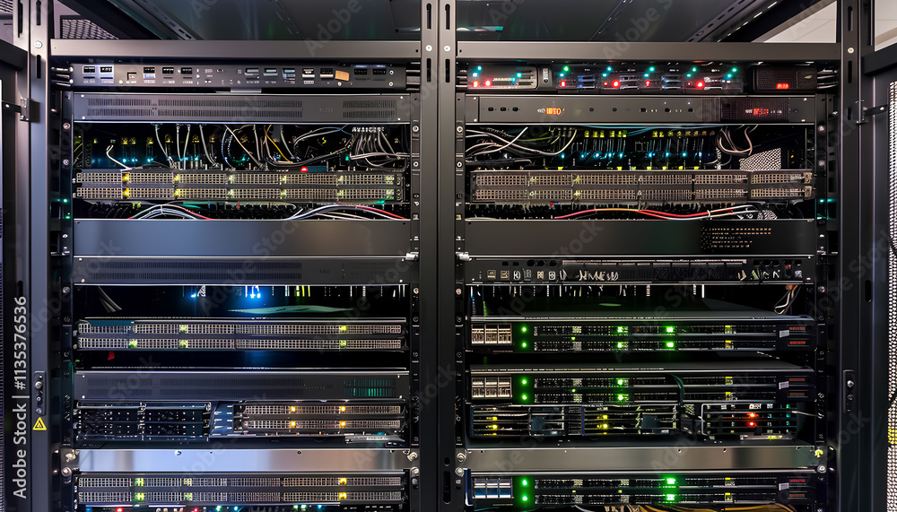 It engineer / consultant working in a data center. This enclosures is a SAN (storage area network) and servers at the top It engineer / consultant working in a data center. This enclosures is a SAN (storage area network) and servers at the top