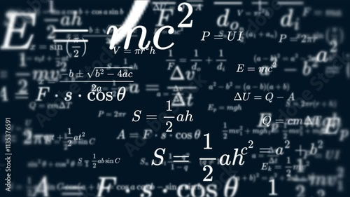 Mathematics and physics formula equation dynamically animate background with alpha channel, animation complex equations and scientific concepts.