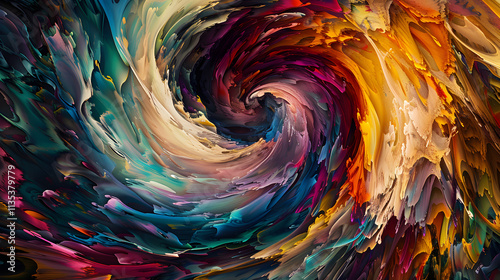 A Symphony of Colors in Abstract Motion: Fluidity, Chaos, and Unity Intertwined in an Imaginative Dance of Light and Shadow