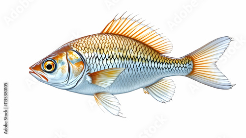 Colored fish drtailed illustrated isolated on white background