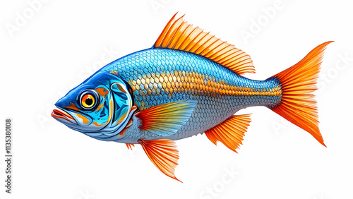 Colored fish drtailed illustrated isolated on white background