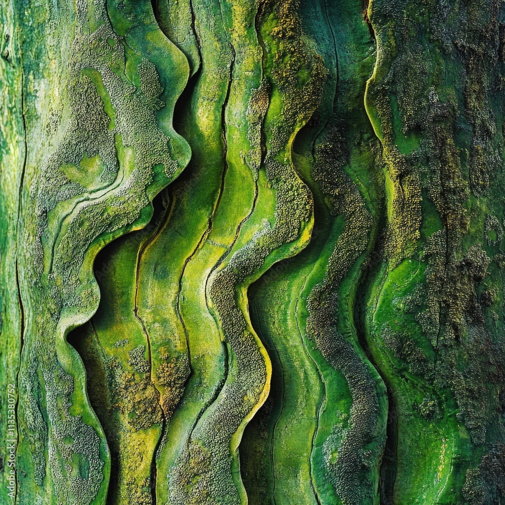 Close-up of moss growing on a tree trunk, showcasing intricate details and vibrant green hues in macro photography Close-up of moss growing on a tree trunk, showcasing intricate details and vibrant green hues in macro photography