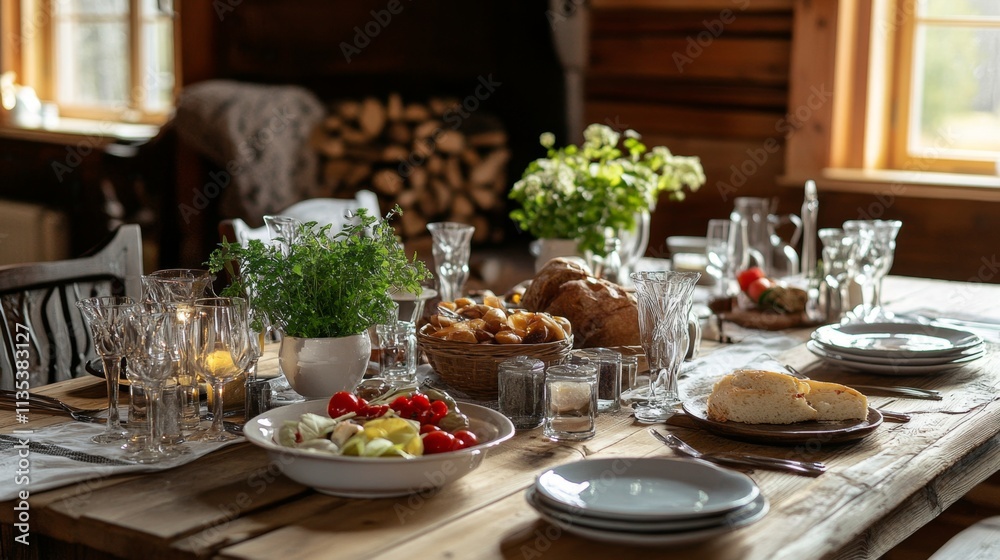 Rustic Farmhouse Dinner Table Setting Rustic Farmhouse Dinner Table Setting