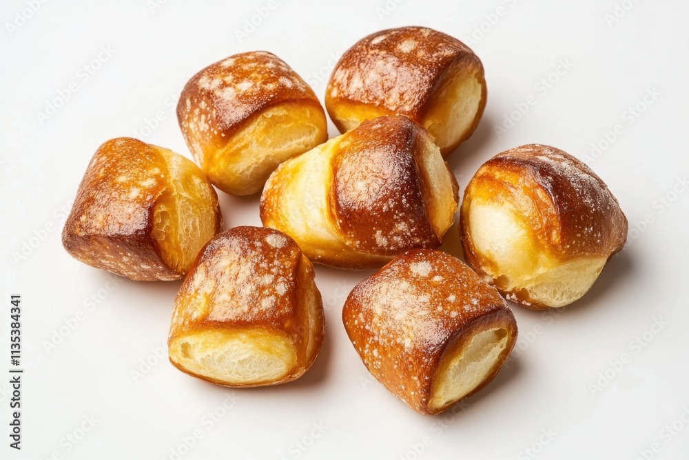 Realistic Soft Pretzel Bites on a White Background Realistic Soft Pretzel Bites on a White Background