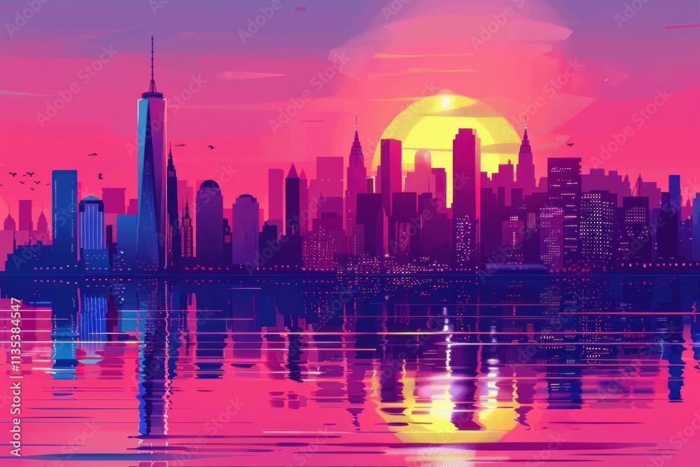 Sunset landscape of New York, USA Sunset landscape of New York, USA