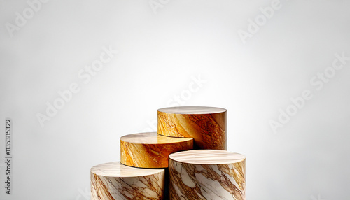Marble four Podiums on bright background for Product Presentation	