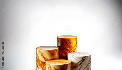 Marble four Podiums on bright background for Product Presentation	