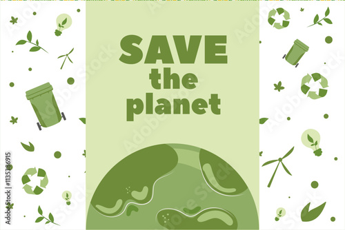 Save the planet illustration promoting environmental awareness and sustainability photo