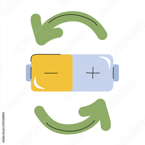 Battery charging and recycling symbol with a modern design for eco-friendly appliances