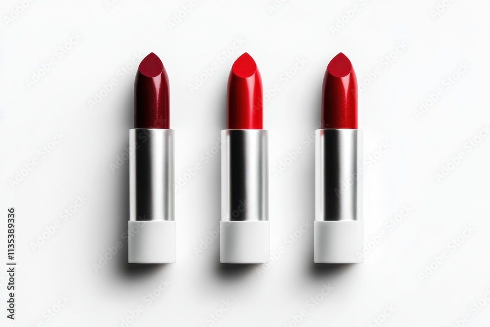 Three lipstick ends in a row, white background Three lipstick ends in a row, white background