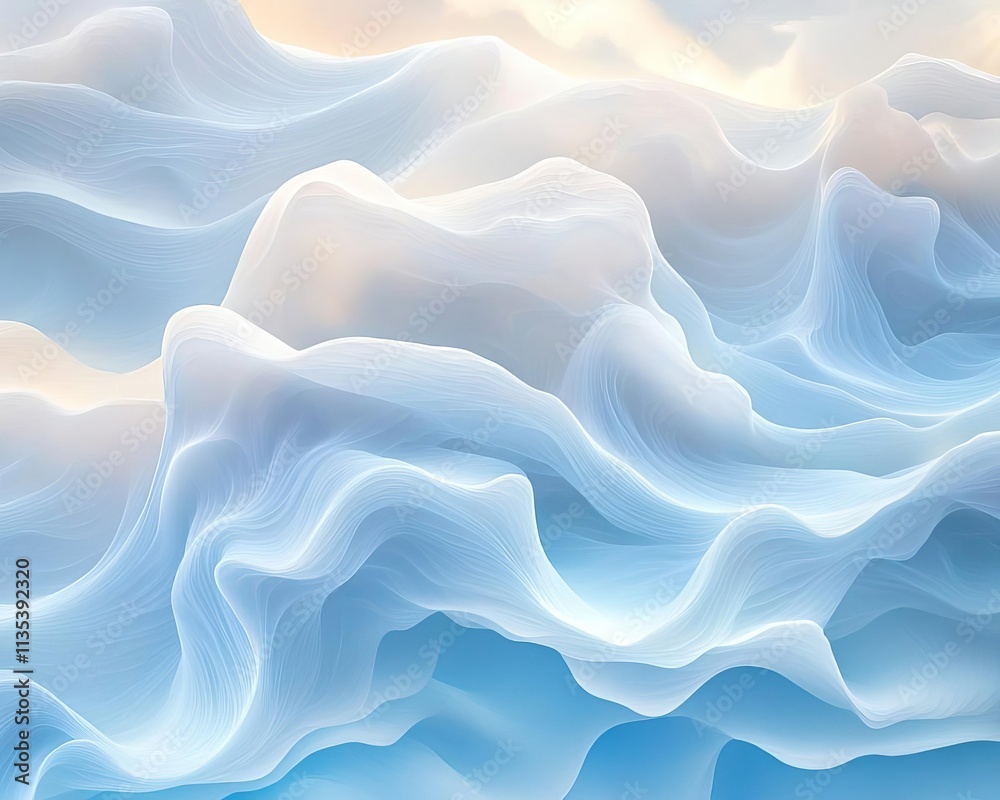 Obraz premium Dynamic Ocean Waves Seascape Digital Art Calm Environment Abstract View Nature Concept