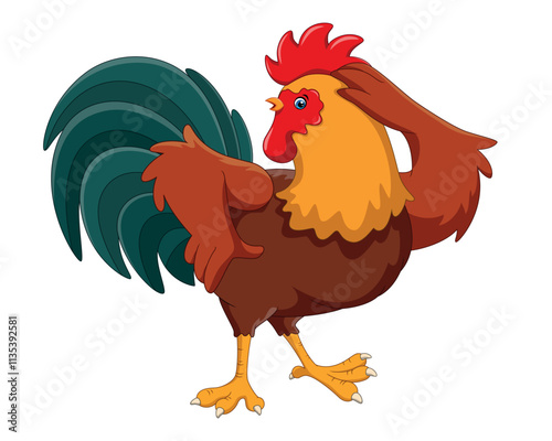 Happy rooster cartoon isolated on white background vector illustration