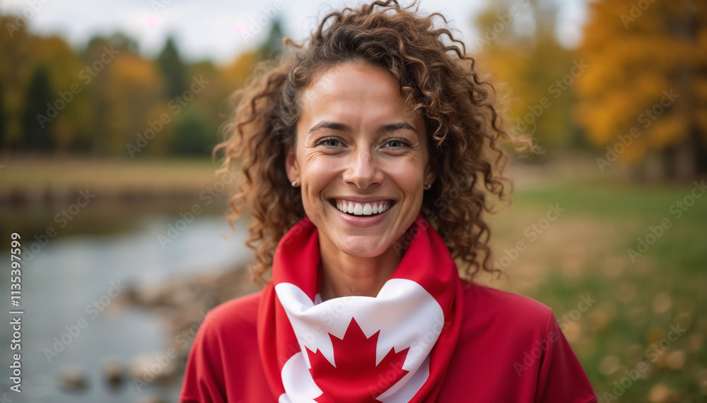 Young woman with curly hair smiling in red attire, autumn background.Happiness. Confidence. Seasonal beauty.copy space, nursery, banner, web design, invitations, holiday gifts. Young woman with curly hair smiling in red attire, autumn background.Happiness. Confidence. Seasonal beauty.copy space, nursery, banner, web design, invitations, holiday gifts.