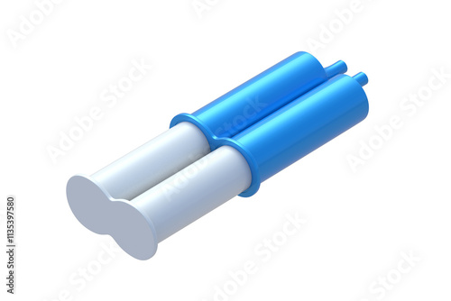 One two-component epoxy resin adhesive in syringe isolated on white background. Glue for metal. Equipment for repair. 3d render