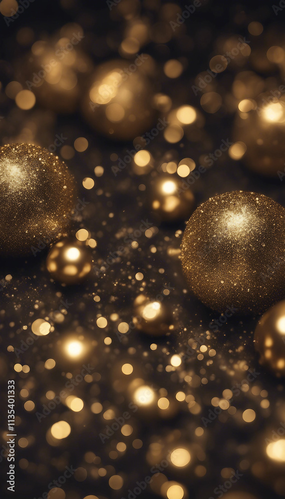 Abstract festive dark background with gold glitter and bokeh New year birthday holidays celebration Abstract festive dark background with gold glitter and bokeh New year birthday holidays celebration