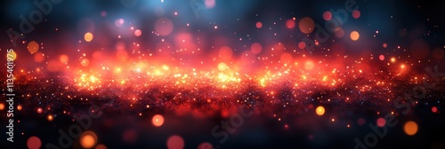 Glowing red and gold bokeh circles create a mesmerizing backdrop at night