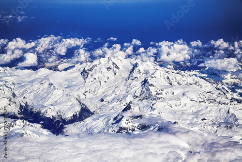 Zermatt aerial view on snowy  alps