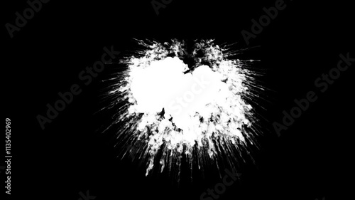 Big missile hit and explosion with shockwave - top view - 60 fps, 4K Pro Res with mask pass