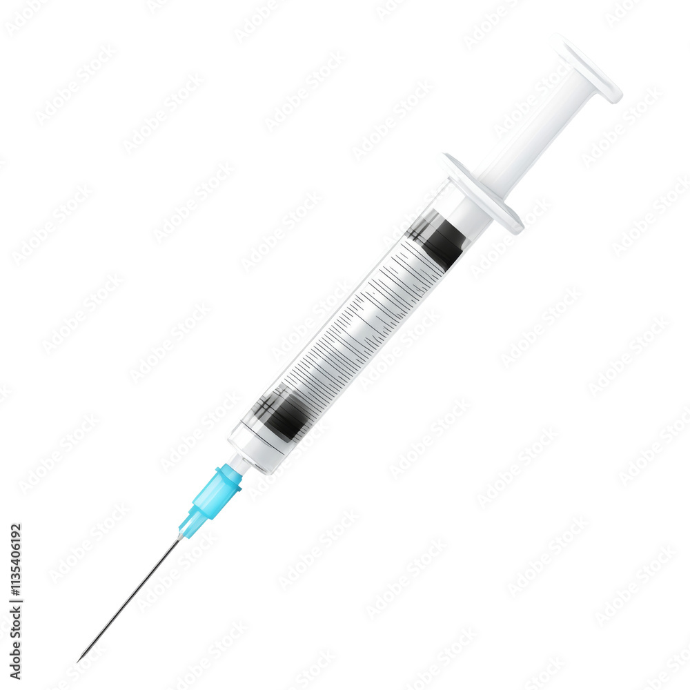 a white medical syringe 3d render icon isolated on transparent background cutout
