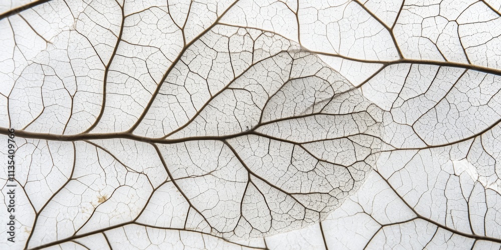Obraz premium Delicate pattern of clear leaves showcasing intricate veins. The translucent design creates a beautiful and serene atmosphere. Perfect for nature and decoration themes. AI