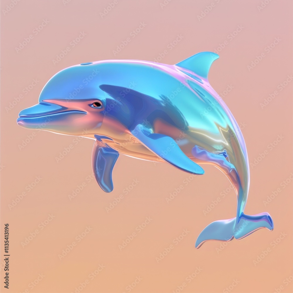 Fototapeta premium Vibrant and Dynamic of a Dolphin Leaping High Above the Sunset Ocean Capturing the Graceful Movement and Beauty of Marine Wildlife