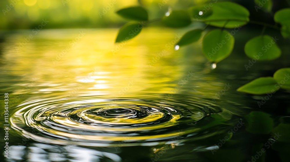 Water ripples in a tranquil forest setting. Concept of peace, serenity, and nature. Water ripples in a tranquil forest setting. Concept of peace, serenity, and nature.