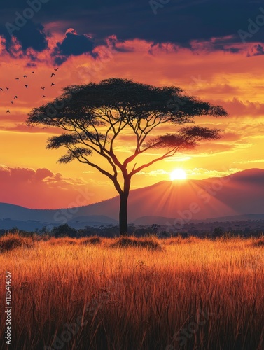 Beautiful landscape with tree in Africa background