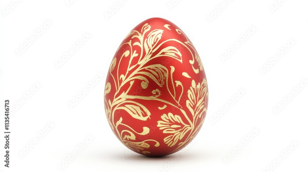 An elegant red egg adorned with intricate golden patterns, representing luxury and artistic craftsmanship beautifully. An elegant red egg adorned with intricate golden patterns, representing luxury and artistic craftsmanship beautifully.