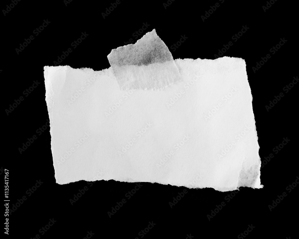 Obraz premium sheet of torn rip paper with masking tape on black background