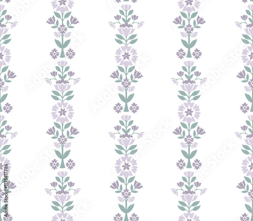 Small floral pattern repeat vector file, floral block print, ditsy flower pattern, floral strip pattern, boho floral print
