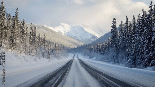 Snowy Mountain Highway. Winter Road Trip Adventure.