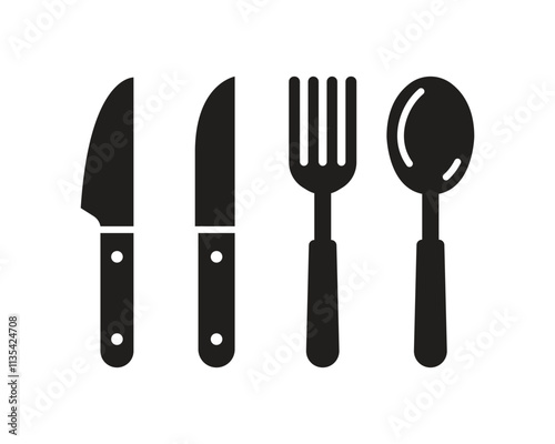 Vector Cultery Icons. Knife, Fork And Spoon Icons