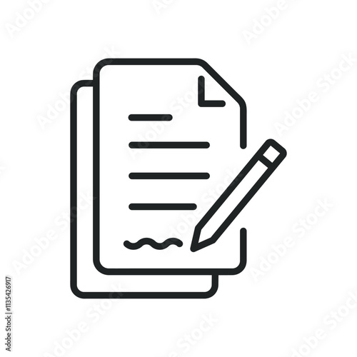 Document writing thin line icons. Editable stroke and Perfect pixel on transparent background