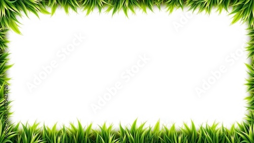 Bright green grass border seamless pattern for nature themed designs, realistic, vector photo