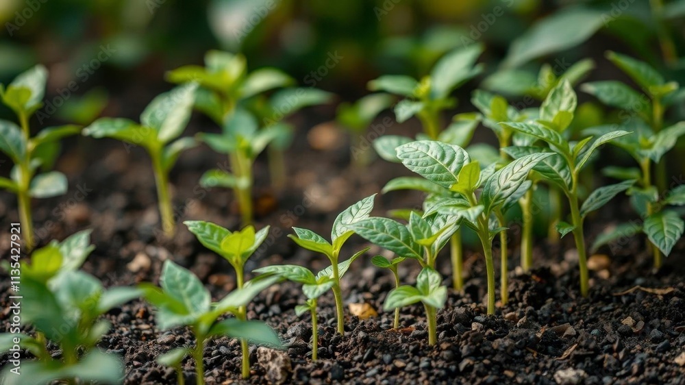 Coffee bean seedlings thriving in a beautiful green nature background, symbolizing growth and sustainability, life, botanical