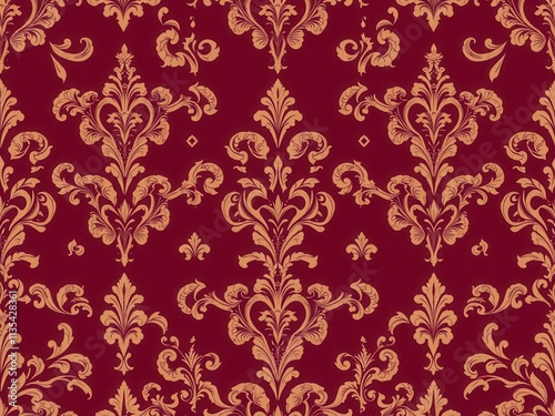 Elegant Seamless Damask wallpaper in intricate floral and paisley design, repeat, regal, home decor