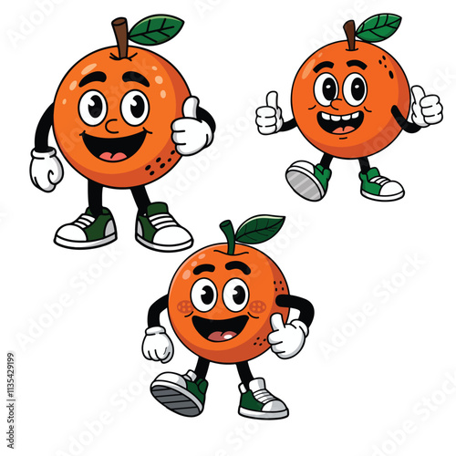 Cartoon Style Illustration Of A Cheerful Orange Fruit