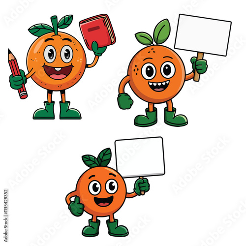 Cartoon Style Illustration Of A Cheerful Orange Fruit