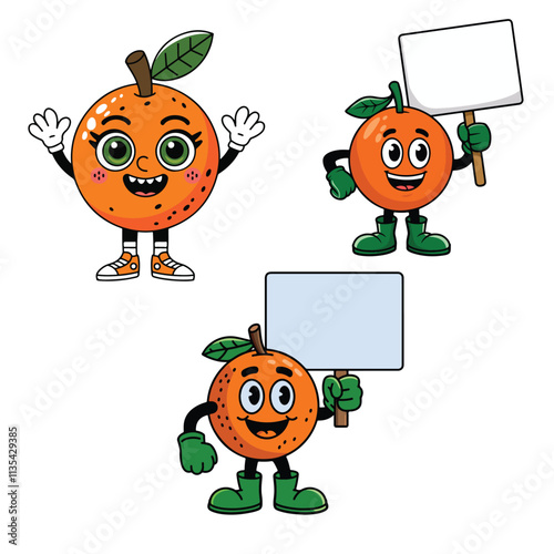 Cartoon Style Illustration Of A Cheerful Orange Fruit