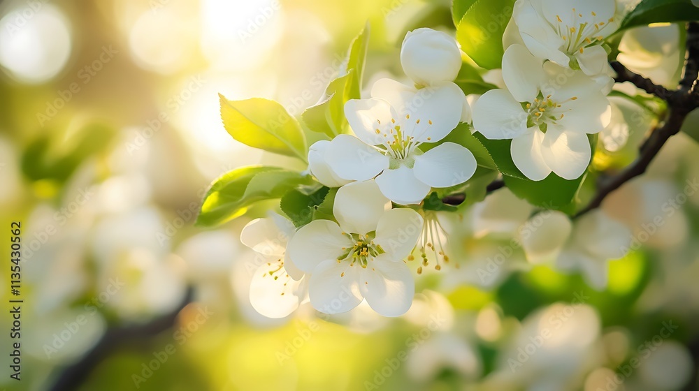 Spring Blossom, Apple Tree Flowers in Sunlight. Nature, Springtime, Beauty Spring Blossom, Apple Tree Flowers in Sunlight. Nature, Springtime, Beauty