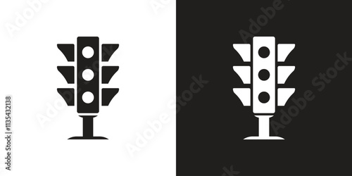 Vector Traffic Light Icons Black And White