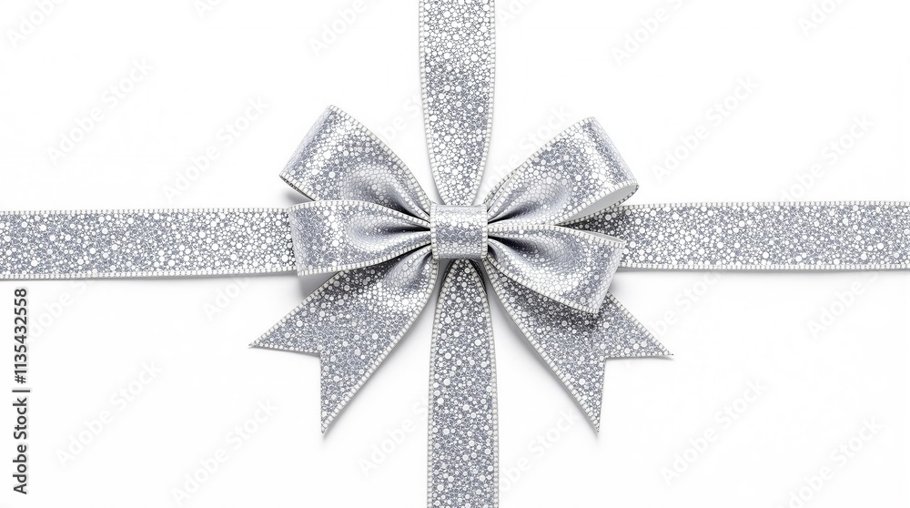Bow in silver color on the white background Bow in silver color on the white background