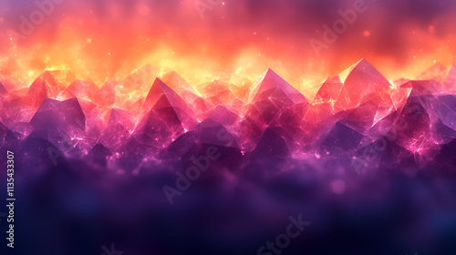 Abstract fiery polygonal mountain range landscape photo