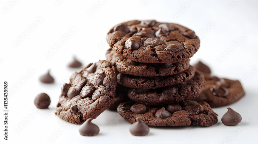 Chocolate cookies on a white background Chocolate cookies on a white background