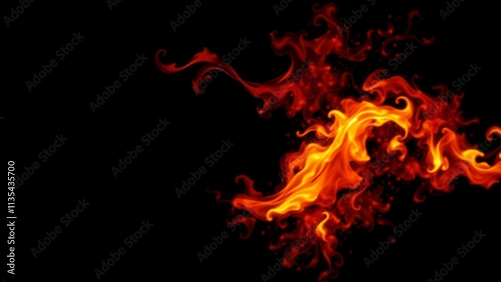 Obraz premium Abstract fire flames dancing on a dark black background, fiery, black, design