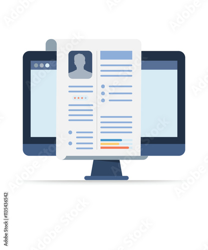 Evaluate job candidate application semi flat color vector element stock illustration
