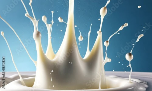 Milk splash motion spilling with squirt and overflow effects