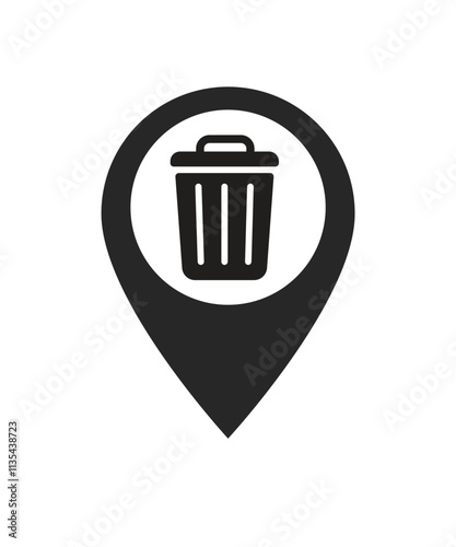 Waste bin and location pin stock illustration
