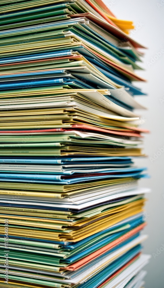 Vibrant Spectrum of Organized Chaos A Towering Collection of Colorful Folders Filled with Hidden Stories and Ideas. Vibrant Spectrum of Organized Chaos A Towering Collection of Colorful Folders Filled with Hidden Stories and Ideas.